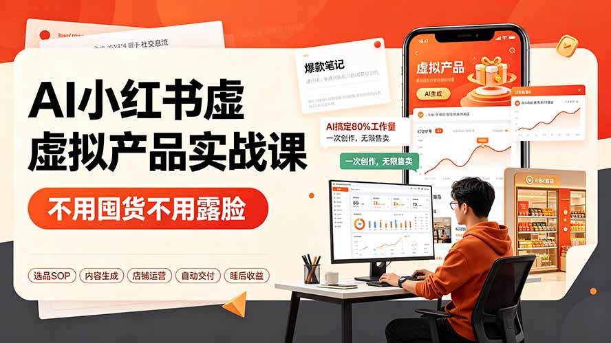 （19314期）AI小红书虚拟产品实战课-更新：不用囤货不用露脸，AI搞定80%工作量，一次创作无限售卖睡后收益武野创库-网创项目资源站-副业项目-创业项目-搞钱项目野创库