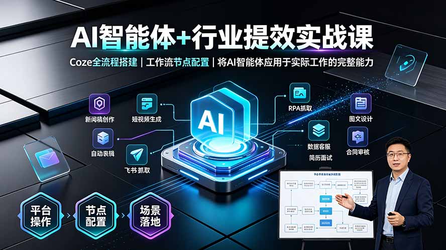 （19281期）AI智能体+行业提效实战课·Coze全流程搭建｜工作流节点配置｜将AI智能体应用于实际工作的完整能力武野创库-网创项目资源站-副业项目-创业项目-搞钱项目野创库