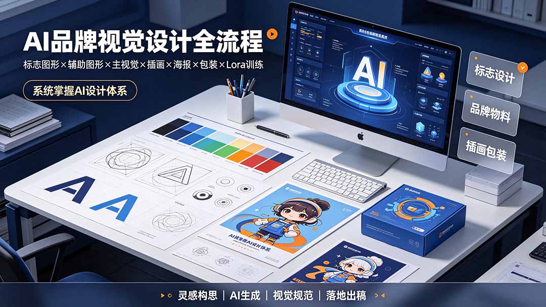 （19372期）AI品牌视觉设计全流程：标志图形×辅助图形×主视觉×插画×海报×包装×Lora训练，系统掌握AI设计体系武野创库-网创项目资源站-副业项目-创业项目-搞钱项目野创库