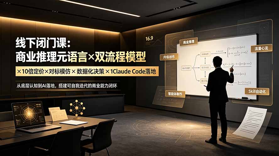 （19381期）线下闭门课：商业推理元语言×双流程模型×10倍定价×对标模仿×数据化决策×Claude Code落地，击穿认知盲区武野创库-网创项目资源站-副业项目-创业项目-搞钱项目野创库