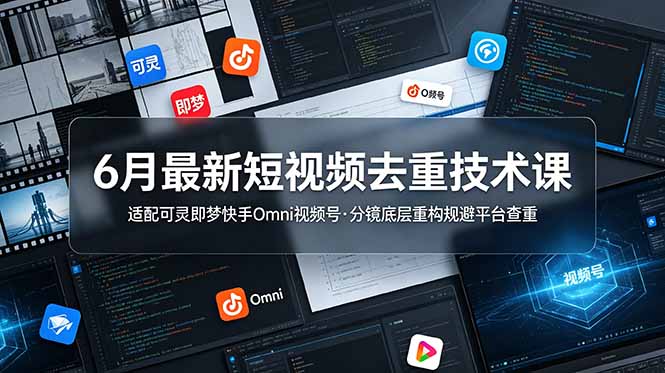 （19031期）6月最新短视频去重技术课，适配可灵即梦快手Omni视频号，分镜底层重构规避平台查重武野创库-网创项目资源站-副业项目-创业项目-搞钱项目野创库
