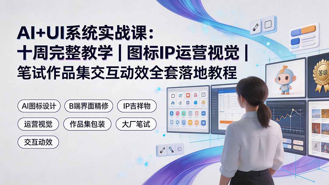 （19378期）AI+UI系统实战课：十周完整教学｜图标IP运营视觉｜笔试作品集交互动效全套落地教程武野创库-网创项目资源站-副业项目-创业项目-搞钱项目野创库