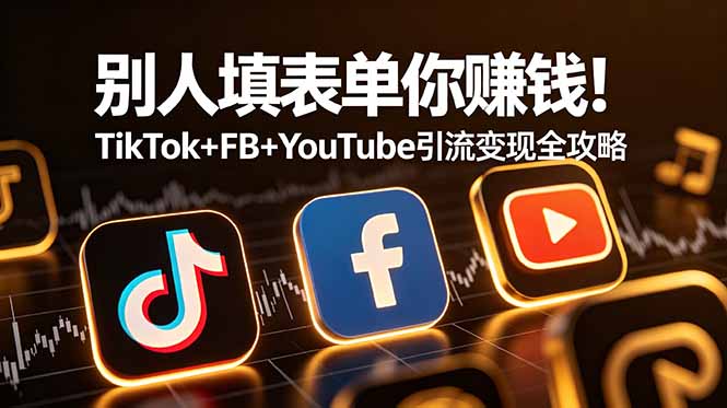 （19018期）别人填表单你赚钱！TikTok+FB+YouTube 引流变现全攻略【原创双语字幕】武野创库-网创项目资源站-副业项目-创业项目-搞钱项目野创库