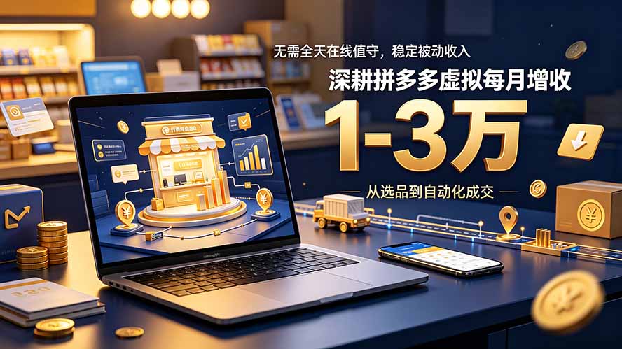 （19326期）无需全天在线值守，稳定被动收入，深耕拼多多虚拟每月增收 1-3 万武野创库-网创项目资源站-副业项目-创业项目-搞钱项目野创库