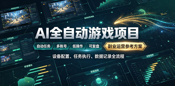 （19365期）AI全自动游戏躺賺副业：日入几百，稳定运行三年的项目！武野创库-网创项目资源站-副业项目-创业项目-搞钱项目野创库