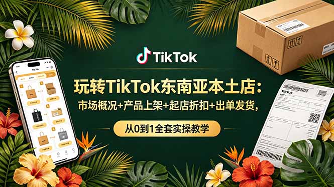 （19045期）玩转TikTok东南亚本土店：市场概况+产品上架+起店折扣+出单发货，从0到1全套实操教学武野创库-网创项目资源站-副业项目-创业项目-搞钱项目野创库