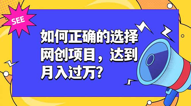 （19176期）如何正确的选择网创项目，达到月入过万？，本课程教你正确选择项目。武野创库-网创项目资源站-副业项目-创业项目-搞钱项目野创库