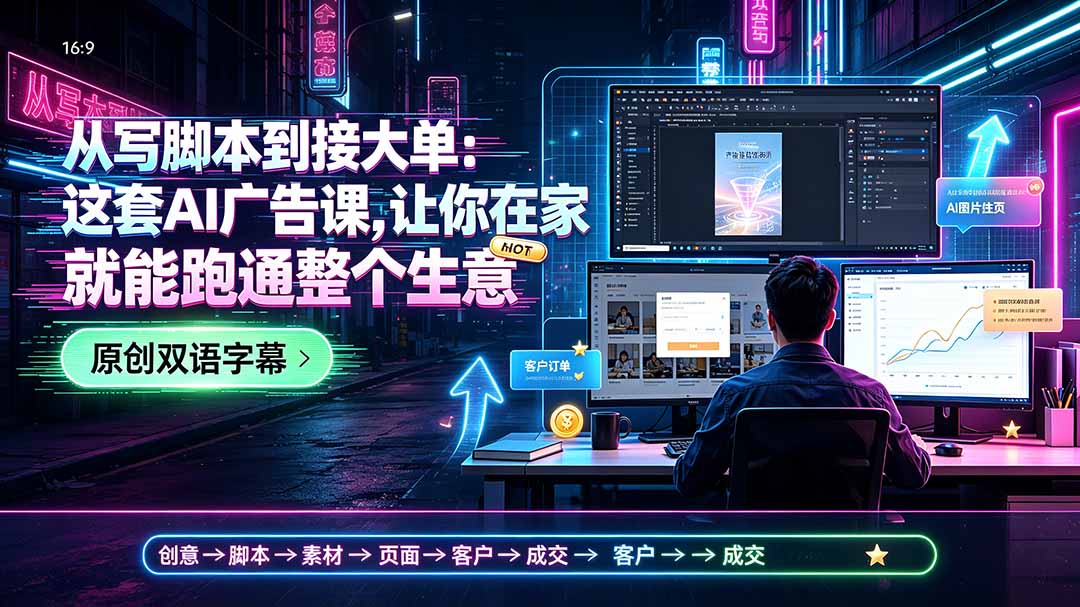 （19318期）从写脚本到接大单：这套AI广告课，让你在家就能跑通整个生意【原创双语字幕】武野创库-网创项目资源站-副业项目-创业项目-搞钱项目野创库