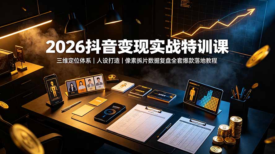 （19419期）2026抖音变现实战特训课：三维定位体系｜人设打造｜像素拆片数据复盘全套爆款落地教程武野创库-网创项目资源站-副业项目-创业项目-搞钱项目野创库