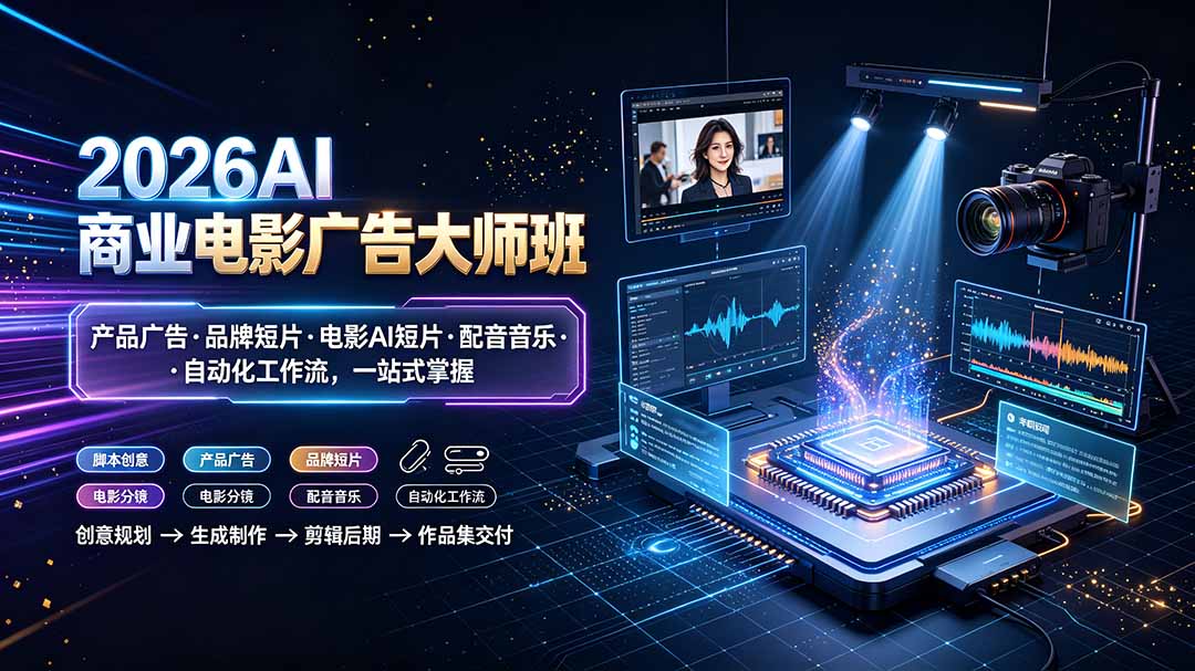 （19303期）2026AI商业电影广告大师班：产品广告·品牌短片·电影AI短片·配音音乐·自动化工作流，一站式掌握武野创库-网创项目资源站-副业项目-创业项目-搞钱项目野创库