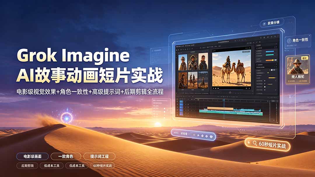（19305期）Grok Imagine AI故事动画短片实战：电影级视觉效果+角色一致性+高级提示词+后期剪辑全流程武野创库-网创项目资源站-副业项目-创业项目-搞钱项目野创库