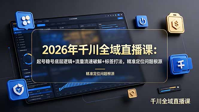 （19117期） 2026年千川全域直播课：起号稳号底层逻辑+流量流速破解+标签打法，精准定位问题根源武野创库-网创项目资源站-副业项目-创业项目-搞钱项目野创库