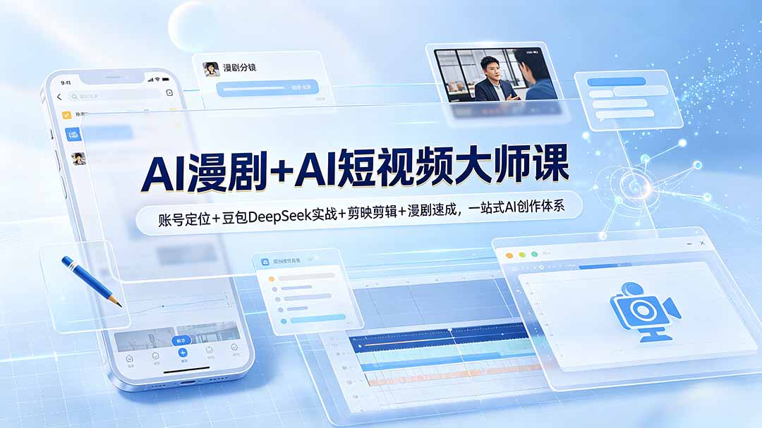 （19147期）AI漫剧+AI短视频大师课：账号定位+豆包DeepSeek实战+剪映剪辑+漫剧速成，一站式AI创作体系武野创库-网创项目资源站-副业项目-创业项目-搞钱项目野创库