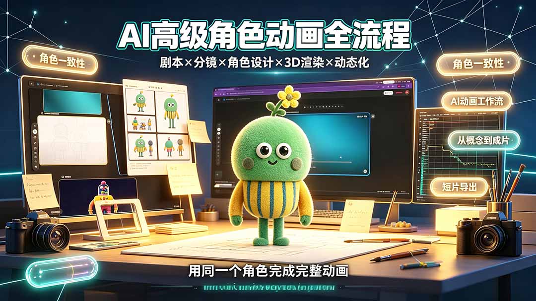 （19304期）AI高级角色动画全流程：剧本×分镜×角色设计×3D渲染×动态化，从概念到成片一站式教学武野创库-网创项目资源站-副业项目-创业项目-搞钱项目野创库