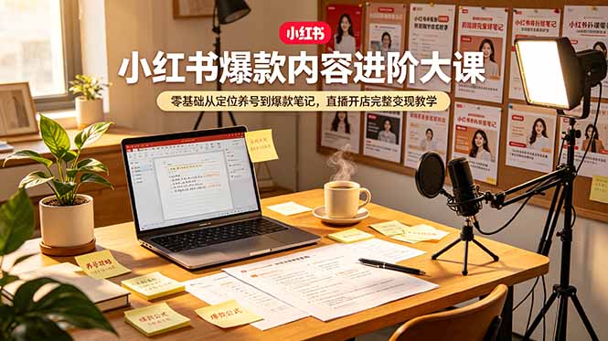（19118期）小红书爆款内容进阶大课，零基础从定位养号到爆款笔记，直播开店完整变现教学武野创库-网创项目资源站-副业项目-创业项目-搞钱项目野创库