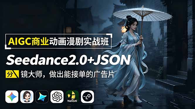 （19350期）AIGC商业动画漫剧实战班-更新：Seedance2.0+JSON分镜大师，做出能接单的广告片武野创库-网创项目资源站-副业项目-创业项目-搞钱项目野创库