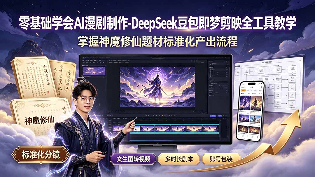 （19263期）零基础学会AI漫剧制作-DeepSeek豆包即梦剪映全工具教学，掌握神魔修仙题材标准化产出流程武野创库-网创项目资源站-副业项目-创业项目-搞钱项目野创库