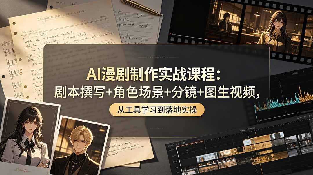 （19020期）AI漫剧制作实战课程：剧本撰写+角色场景+分镜+图生视频，从工具学习到落地实操武野创库-网创项目资源站-副业项目-创业项目-搞钱项目野创库