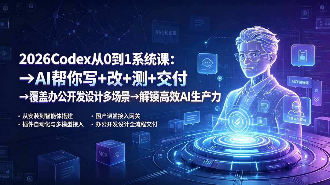 （19461期）2026Codex从0到1系统课：→AI帮你写+改+测+交付→覆盖办公开发设计多场景→解锁高效AI生产力武野创库-网创项目资源站-副业项目-创业项目-搞钱项目野创库