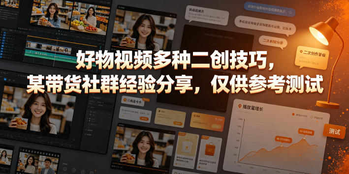 好物视频多种二创技巧，某带货社群经验分享，仅供参考测试武野创库-网创项目资源站-副业项目-创业项目-搞钱项目野创库