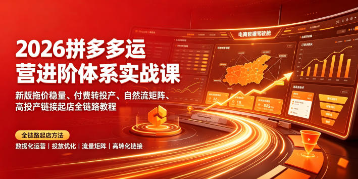 2026拼多多运营进阶体系实战课｜新版拖价稳量、付费转投产、自然流矩阵、高投产链接起店全链路教程武野创库-网创项目资源站-副业项目-创业项目-搞钱项目野创库