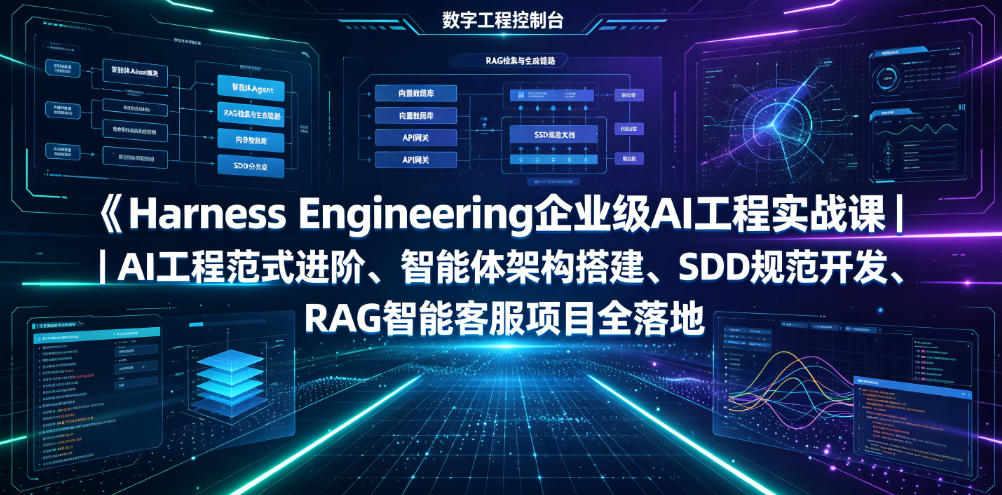 Harness Engineering企业级AI工程实战课｜AI工程范式进阶、智能体架构搭建、SDD规范开发、RAG智能客服项目全落地武野创库-网创项目资源站-副业项目-创业项目-搞钱项目野创库
