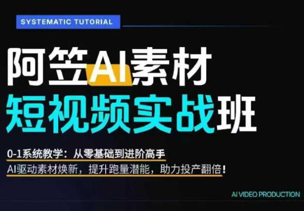 AI视频素材实战班，0-1系统教学，从零基础到进阶高手AI驱动素材焕新，提升跑量潜能，助力投产翻倍武野创库-网创项目资源站-副业项目-创业项目-搞钱项目野创库