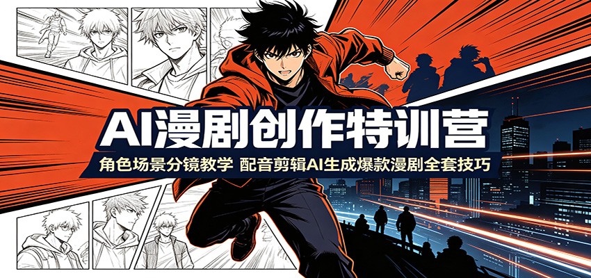 AI漫剧创作特训营：角色场景分镜教学，配音剪辑AI生成爆款漫剧全套技巧武野创库-网创项目资源站-副业项目-创业项目-搞钱项目野创库