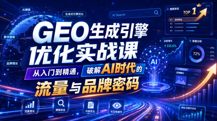 GEO生成引擎优化实战课，从入门到精通，破解AI时代的流量与品牌密码武野创库-网创项目资源站-副业项目-创业项目-搞钱项目野创库