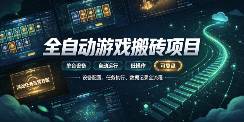 实现全自动游戏搬砖躺賺，每日稳定收益千元，近几年最稳，一台设备就能做！【揭秘】武野创库-网创项目资源站-副业项目-创业项目-搞钱项目野创库