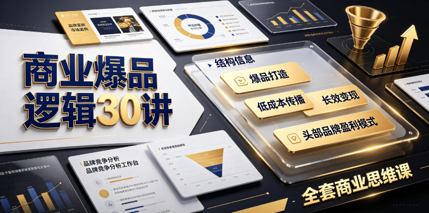 商业爆品逻辑30讲｜拆解各行各业头部品牌盈利模式，吃透爆品打造、低成本传播、长效变现全套商业思维课武野创库-网创项目资源站-副业项目-创业项目-搞钱项目野创库