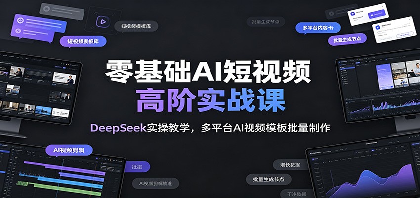 零基础AI短视频高阶实战课：DeepSeek实操教学，多平台AI视频模板批量制作武野创库-网创项目资源站-副业项目-创业项目-搞钱项目野创库