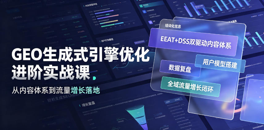 GEO生成式引擎优化进阶实战课｜EEAT+DSS双驱动内容体系、用户模型搭建、数据复盘、全域流量增长闭环落地教程武野创库-网创项目资源站-副业项目-创业项目-搞钱项目野创库