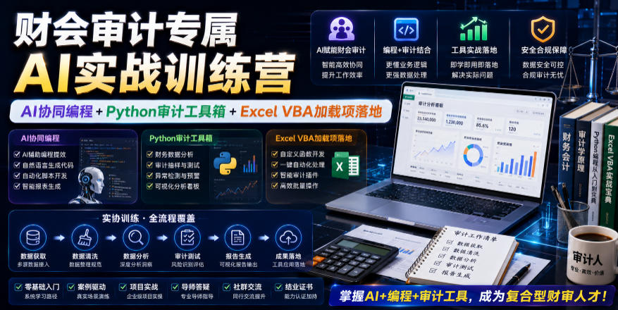 财会审计专属AI实战训练营｜AI协同编程+Python审计工具箱+Excel VBA加载项落地武野创库-网创项目资源站-副业项目-创业项目-搞钱项目野创库
