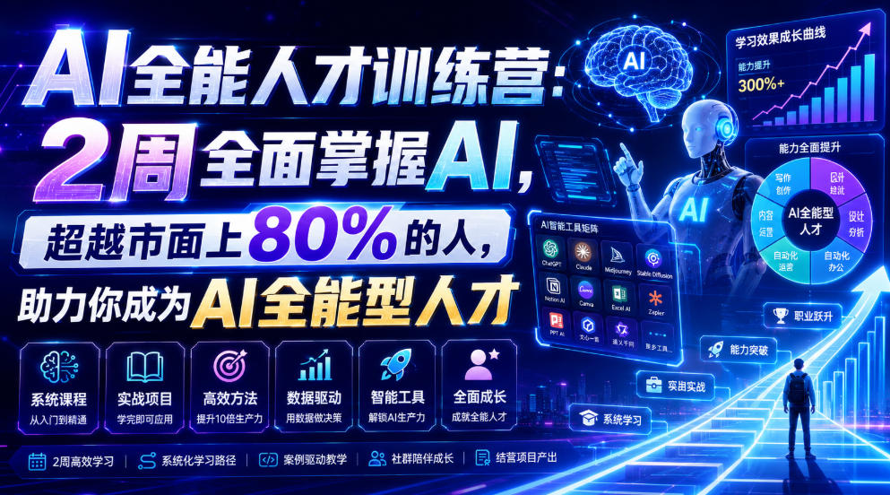 AI全能人才训练营：2周全面掌握AI，超越市面上80%的人，助力你成为AI全能型人才武野创库-网创项目资源站-副业项目-创业项目-搞钱项目野创库