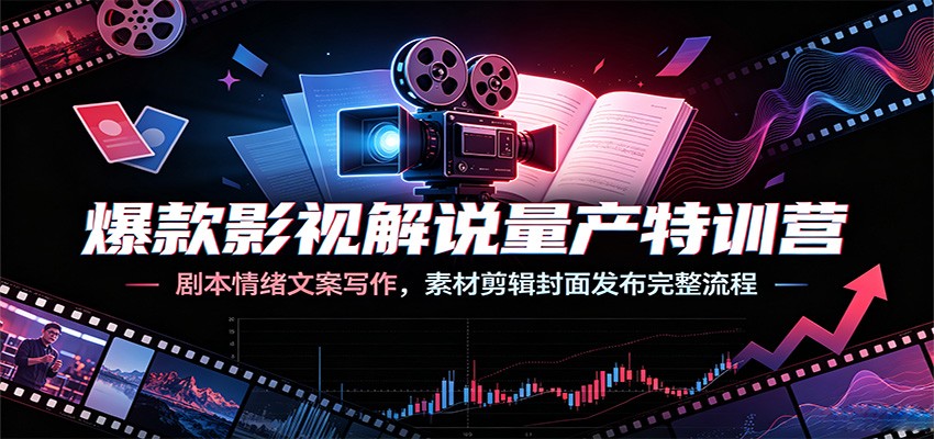 爆款影视解说量产特训营：剧本情绪文案写作，素材剪辑封面发布完整流程武野创库-网创项目资源站-副业项目-创业项目-搞钱项目野创库