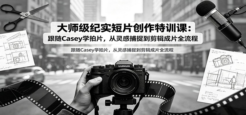 大师级纪实短片创作特训课：跟随Casey学拍片，从灵感捕捉到剪辑成片全流程武野创库-网创项目资源站-副业项目-创业项目-搞钱项目野创库