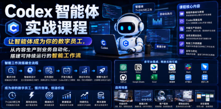 Codex智能体实战课程，让智能体成为你的数字员工，从内容生产到业务自动化，搭建可持续运行的智能工作流武野创库-网创项目资源站-副业项目-创业项目-搞钱项目野创库