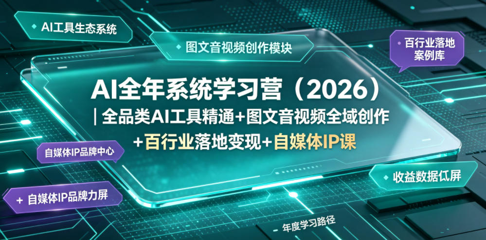 AI全年系统学习营（2026）｜全品类AI工具精通+图文音视频全域创作+百行业落地变现+自媒体IP打造年度进阶大课武野创库-网创项目资源站-副业项目-创业项目-搞钱项目野创库