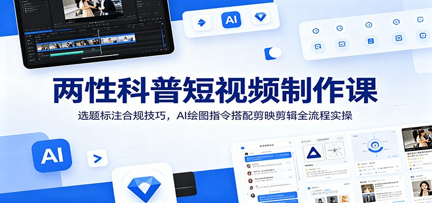 两性科普短视频制作课：选题标注合规技巧，AI绘图指令搭配剪映剪辑全流程实操武野创库-网创项目资源站-副业项目-创业项目-搞钱项目野创库