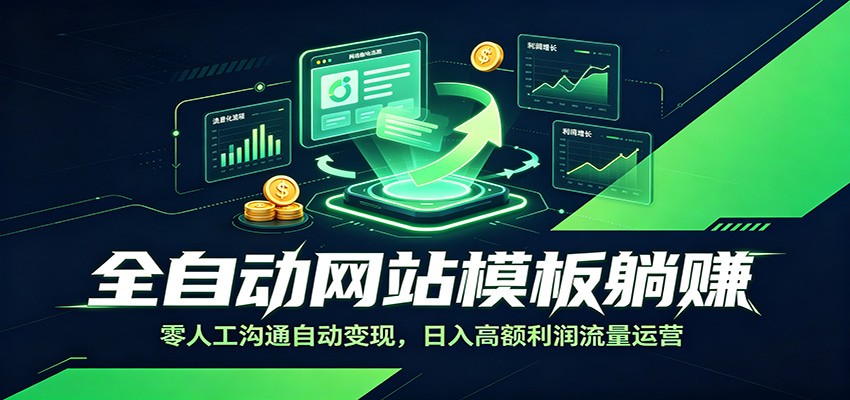 全自动网站模板躺赚：零人工沟通自动变现，日入高额利润流量运营武野创库-网创项目资源站-副业项目-创业项目-搞钱项目野创库