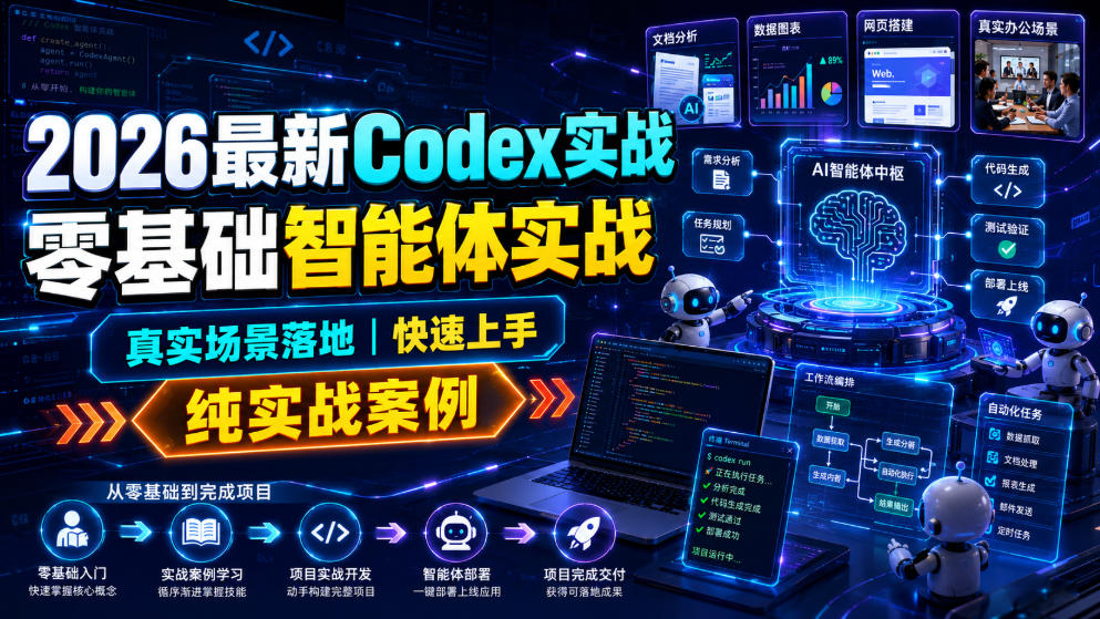 2026最新Codex实战零基础智能体实战，真实场景落地，快速上手，纯实战案例武野创库-网创项目资源站-副业项目-创业项目-搞钱项目野创库