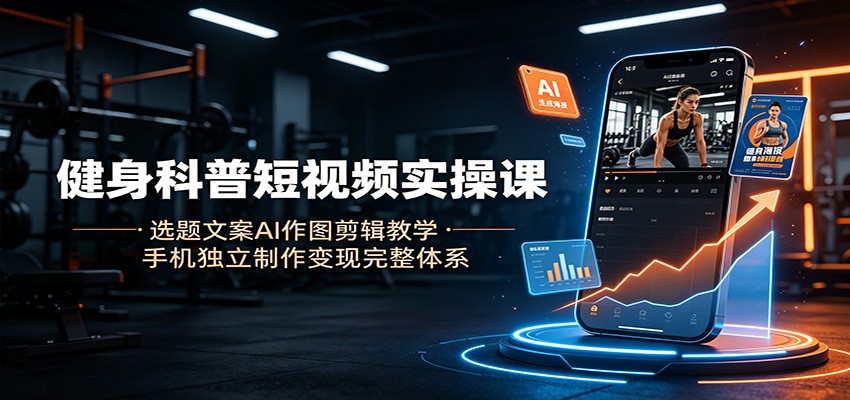 健身科普短视频实操课：选题文案AI作图剪辑教学，手机独立制作变现完整体系武野创库-网创项目资源站-副业项目-创业项目-搞钱项目野创库