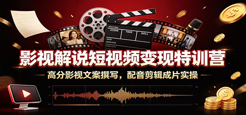 影视解说短视频变现特训营：高分影视文案撰写，配音剪辑成片实操武野创库-网创项目资源站-副业项目-创业项目-搞钱项目野创库