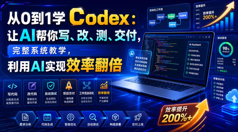从0到1学Codex：让AI帮你写、改、测、交付，完整系统教学，利用AI实现效率翻倍武野创库-网创项目资源站-副业项目-创业项目-搞钱项目野创库