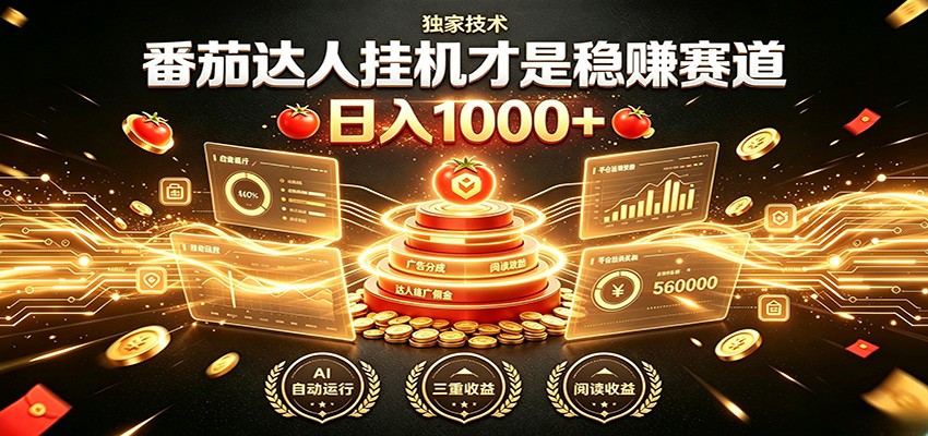 别再瞎找副业！番茄达人挂机才是稳赚赛道 日入1000+武野创库-网创项目资源站-副业项目-创业项目-搞钱项目野创库