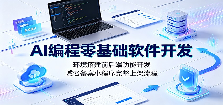 AI编程零基础软件开发：环境搭建前后端功能开发，域名备案小程序完整上架流程武野创库-网创项目资源站-副业项目-创业项目-搞钱项目野创库