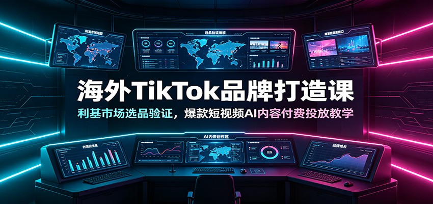 海外TikTok品牌打造课：利基市场选品验证，爆款短视频AI内容付费投放教学武野创库-网创项目资源站-副业项目-创业项目-搞钱项目野创库
