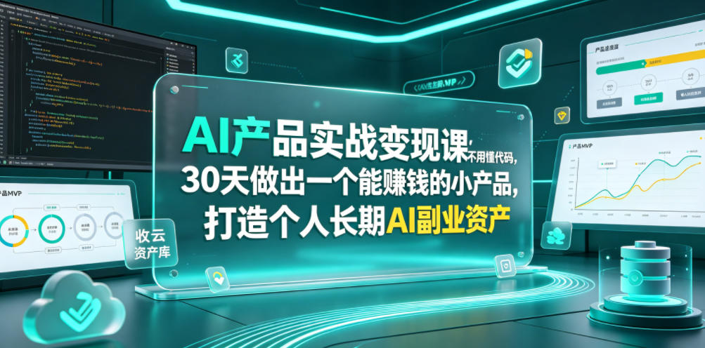 AI产品实战变现课，不用懂代码，30天做出一个能賺钱的小产品，打造个人长期AI副业资产（更新）武野创库-网创项目资源站-副业项目-创业项目-搞钱项目野创库