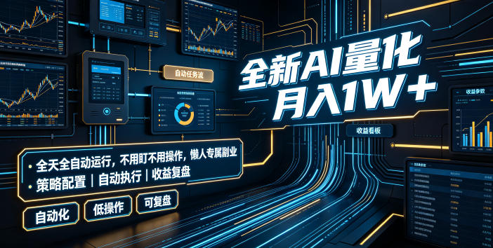 全新AI量化月入1W+，全天全自动运行，不用盯不用操作，懒人专属副业！【揭秘】武野创库-网创项目资源站-副业项目-创业项目-搞钱项目野创库